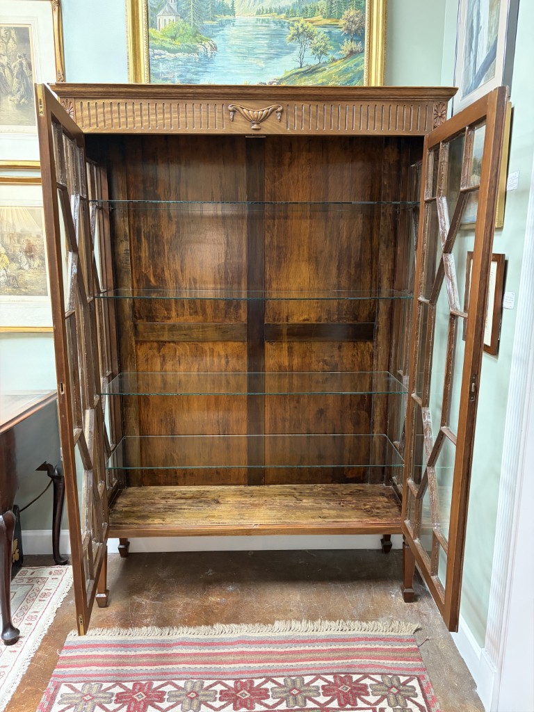 Antique Adams Style Glass Door China Cabinet circa 1920 Antique Adams Style Glass Door China Cabinet circa 1920