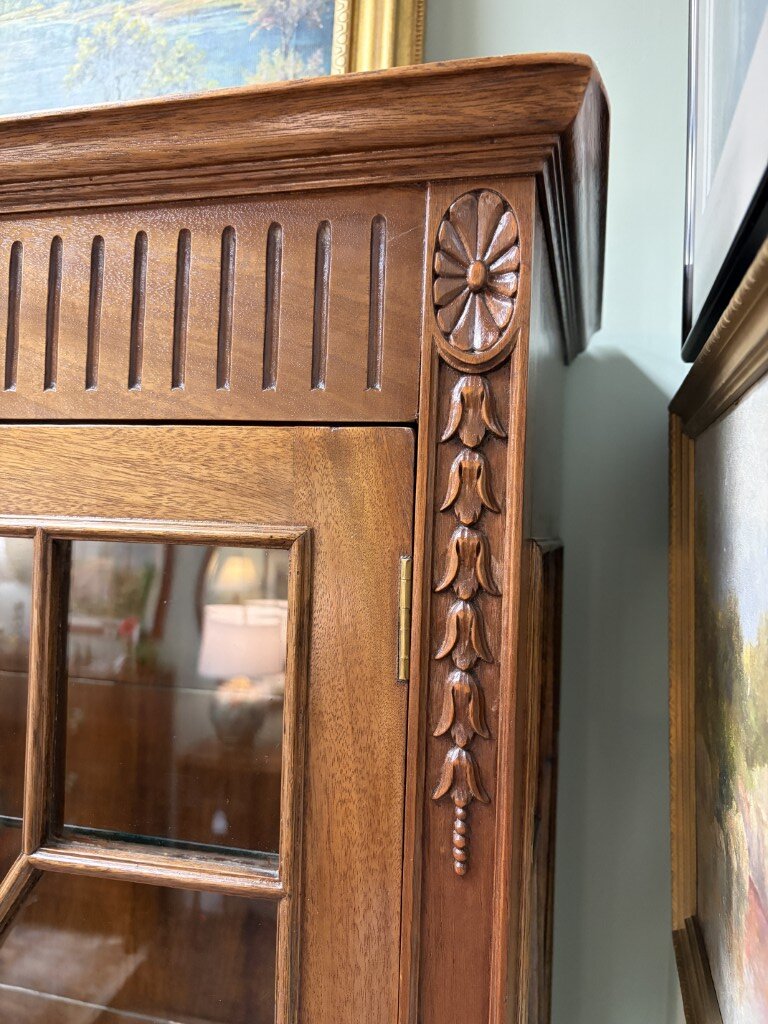 Antique Adams Style Glass Door China Cabinet circa 1920 Antique Adams Style Glass Door China Cabinet circa 1920