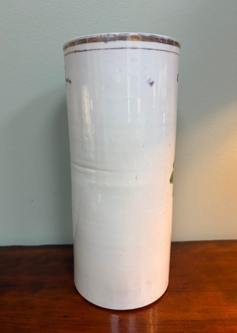 Antique Asian Hand Painted Porcelain Brush Pot Vase Antique Asian Hand Painted Porcelain Brush Pot Vase