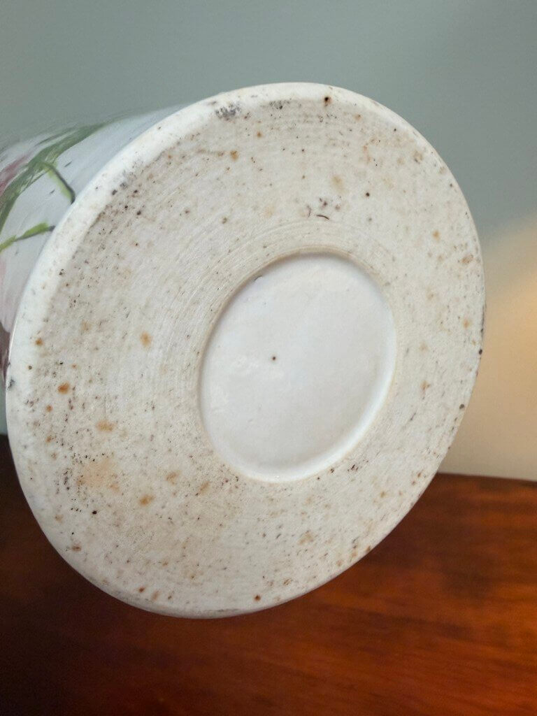 Antique Asian Hand Painted Porcelain Brush Pot Vase Antique Asian Hand Painted Porcelain Brush Pot Vase