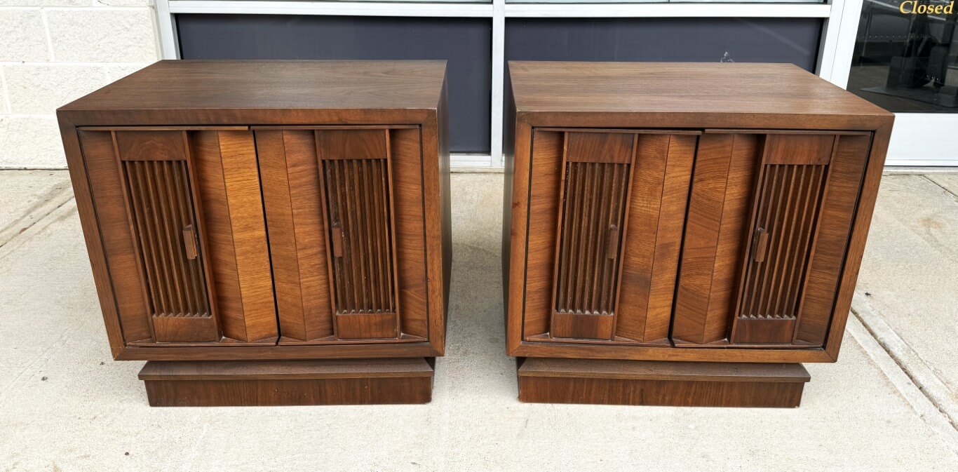 Pair of 1970s Brutalist-Inspired Nightstands Pair of 1970s Brutalist-Inspired Nightstands