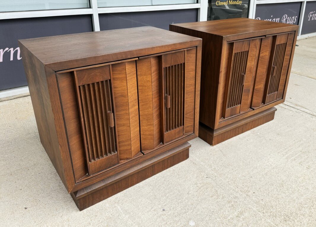 Pair of 1970s Brutalist-Inspired Nightstands Pair of 1970s Brutalist-Inspired Nightstands