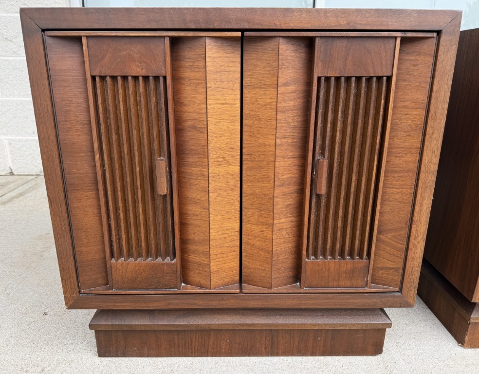 Pair of 1970s Brutalist-Inspired Nightstands Pair of 1970s Brutalist-Inspired Nightstands
