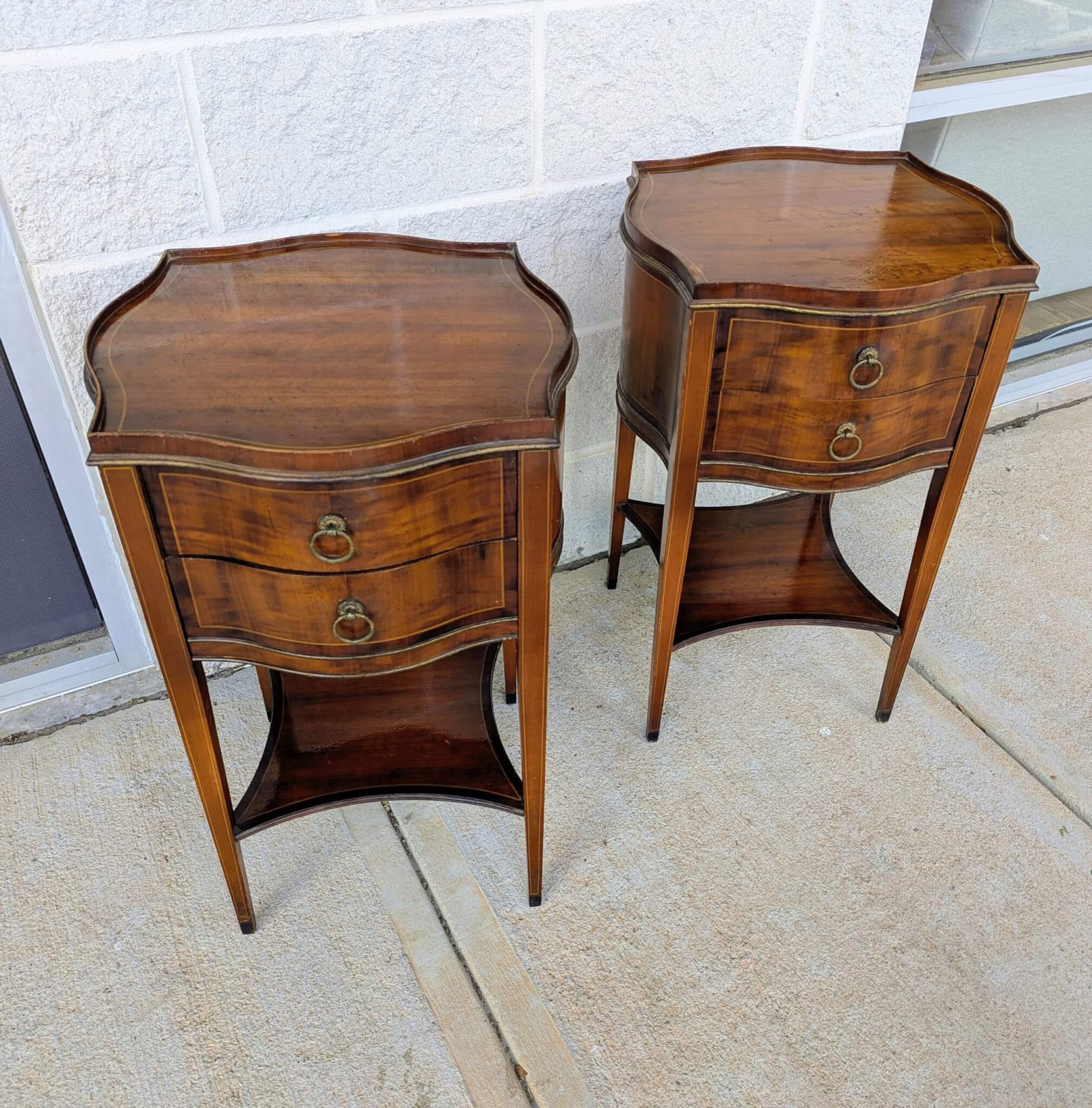 English Regency Style Satinwood End Tables English Regency Style Satinwood End Tables