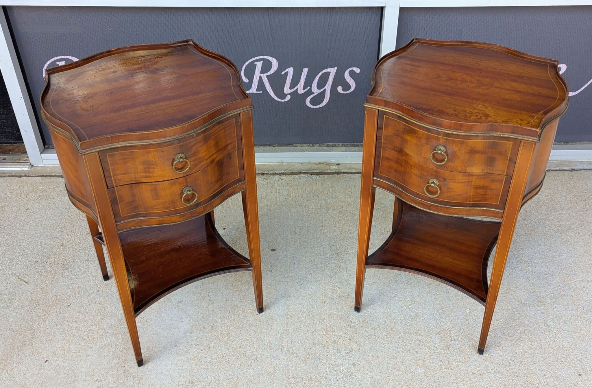 English Regency Style Satinwood End Tables English Regency Style Satinwood End Tables