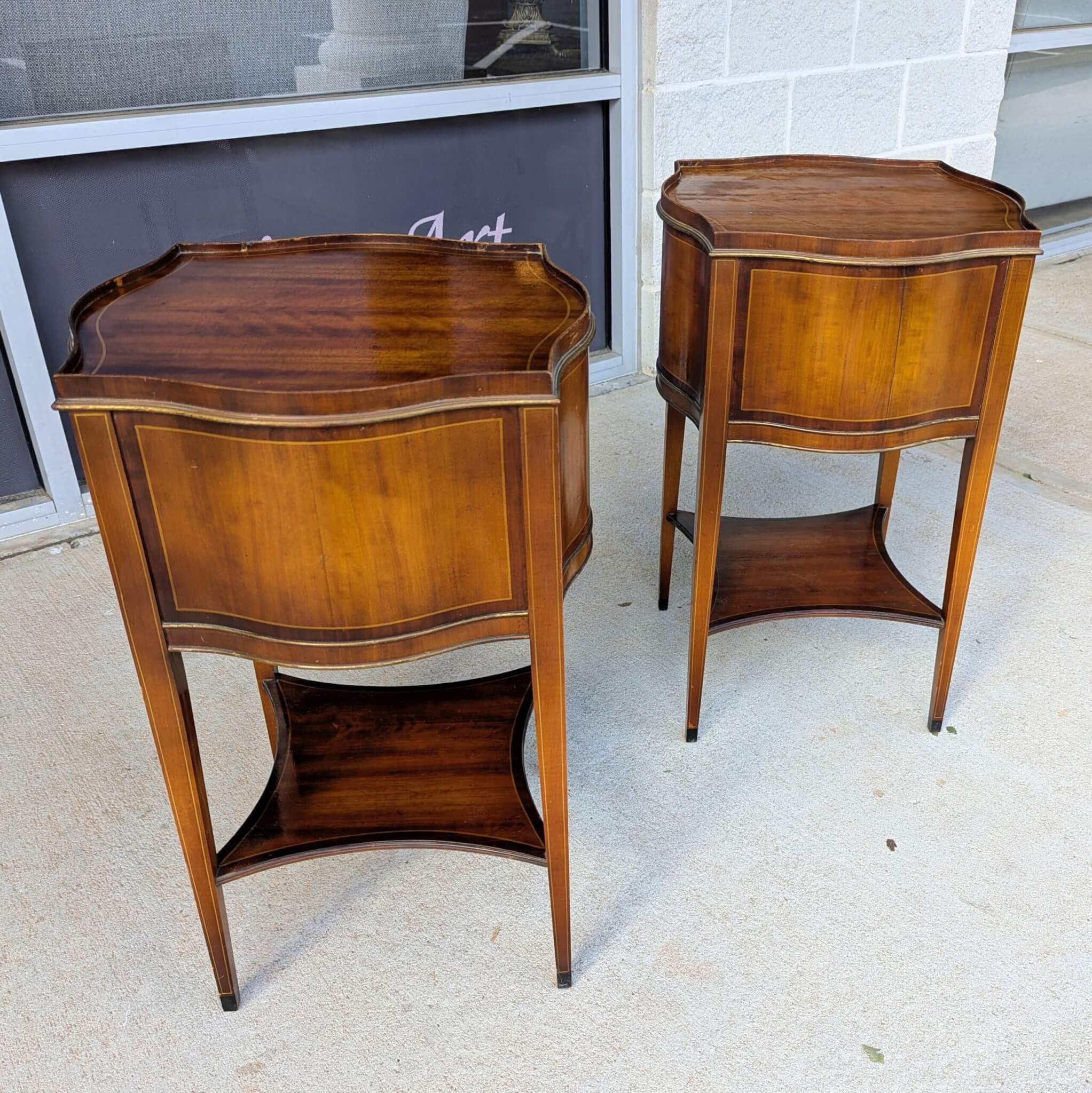 English Regency Style Satinwood End Tables English Regency Style Satinwood End Tables