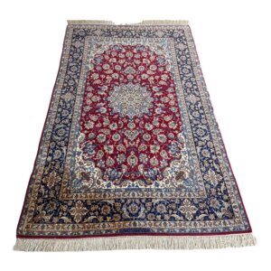 5x9 Tightly Hand-Knotted Wool & Silk Persian Kashan-Style Area Rug with Signature