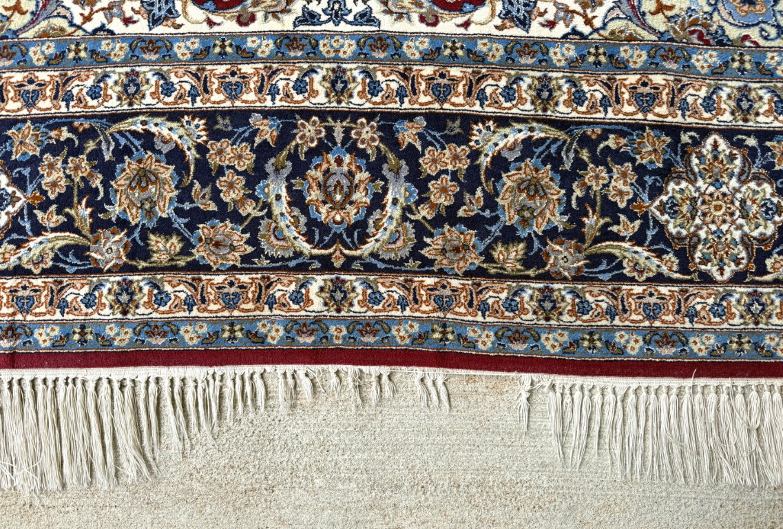 5x9 Tightly Hand-Knotted Wool & Silk Persian Kashan-Style Area Rug with Signature 5x9 Tightly Hand-Knotted Wool & Silk Persian Kashan-Style Area Rug with Signature