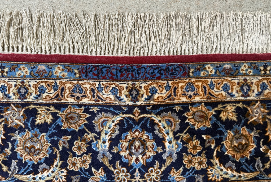5x9 Tightly Hand-Knotted Wool & Silk Persian Kashan-Style Area Rug with Signature 5x9 Tightly Hand-Knotted Wool & Silk Persian Kashan-Style Area Rug with Signature