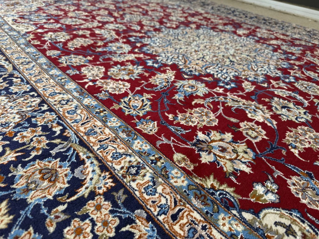 5x9 Tightly Hand-Knotted Wool & Silk Persian Kashan-Style Area Rug with Signature 5x9 Tightly Hand-Knotted Wool & Silk Persian Kashan-Style Area Rug with Signature