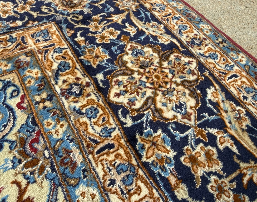 5x9 Tightly Hand-Knotted Wool & Silk Persian Kashan-Style Area Rug with Signature 5x9 Tightly Hand-Knotted Wool & Silk Persian Kashan-Style Area Rug with Signature