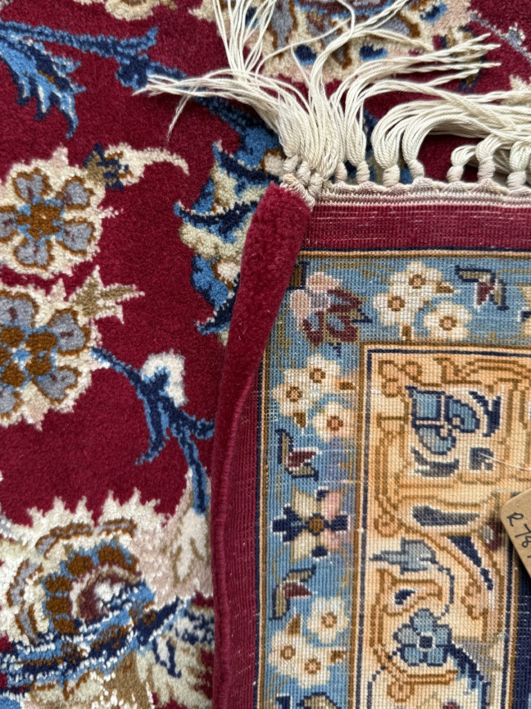 5x9 Tightly Hand-Knotted Wool & Silk Persian Kashan-Style Area Rug with Signature 5x9 Tightly Hand-Knotted Wool & Silk Persian Kashan-Style Area Rug with Signature