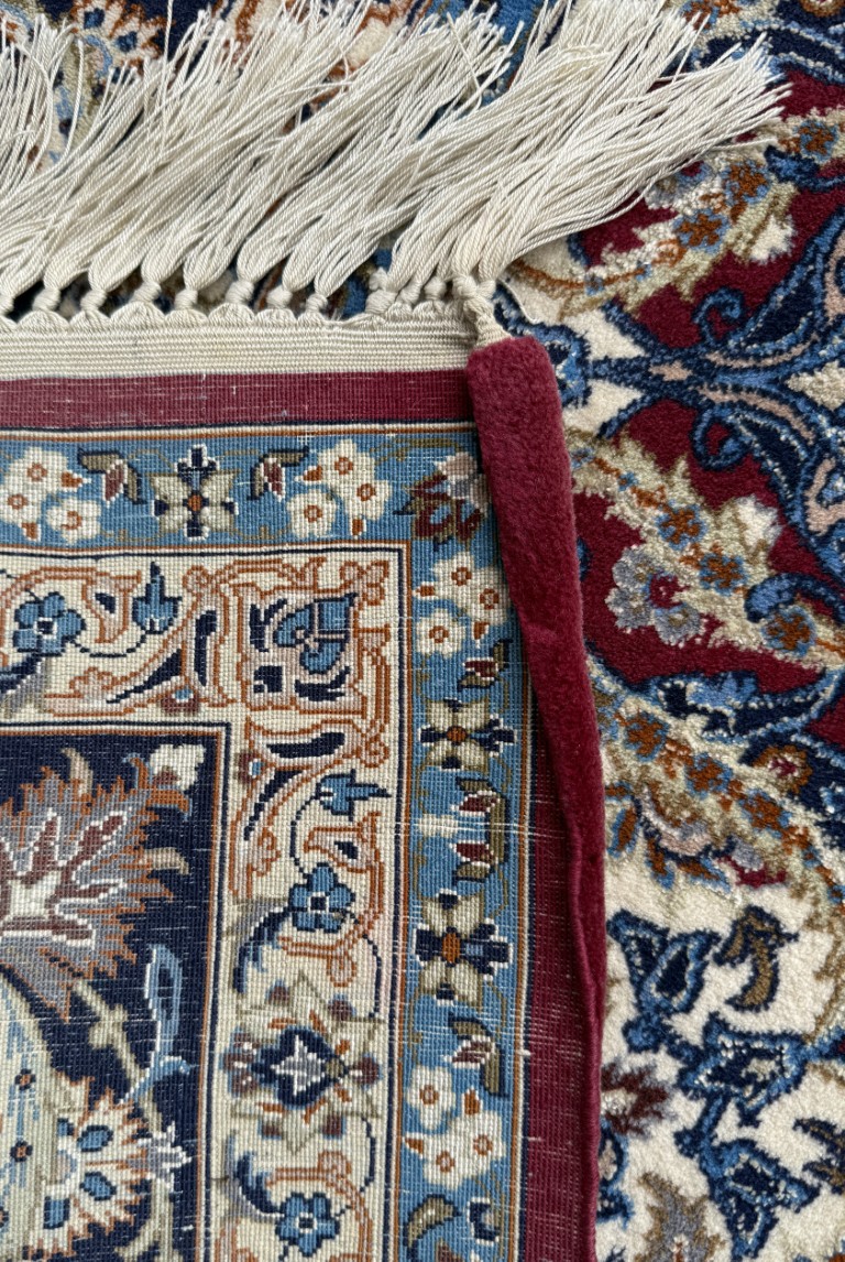 5x9 Tightly Hand-Knotted Wool & Silk Persian Kashan-Style Area Rug with Signature 5x9 Tightly Hand-Knotted Wool & Silk Persian Kashan-Style Area Rug with Signature