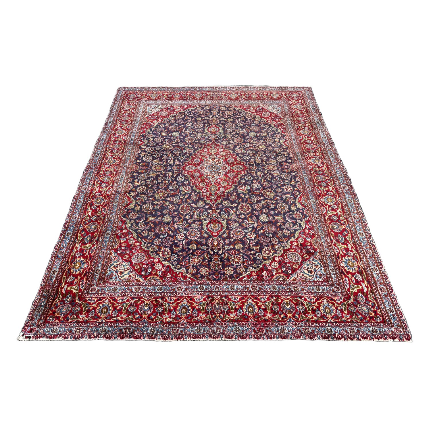 9x13 Persian Mashad-Style Hand-Knotted Area Rug 9x13 Persian Mashad-Style Hand-Knotted Area Rug