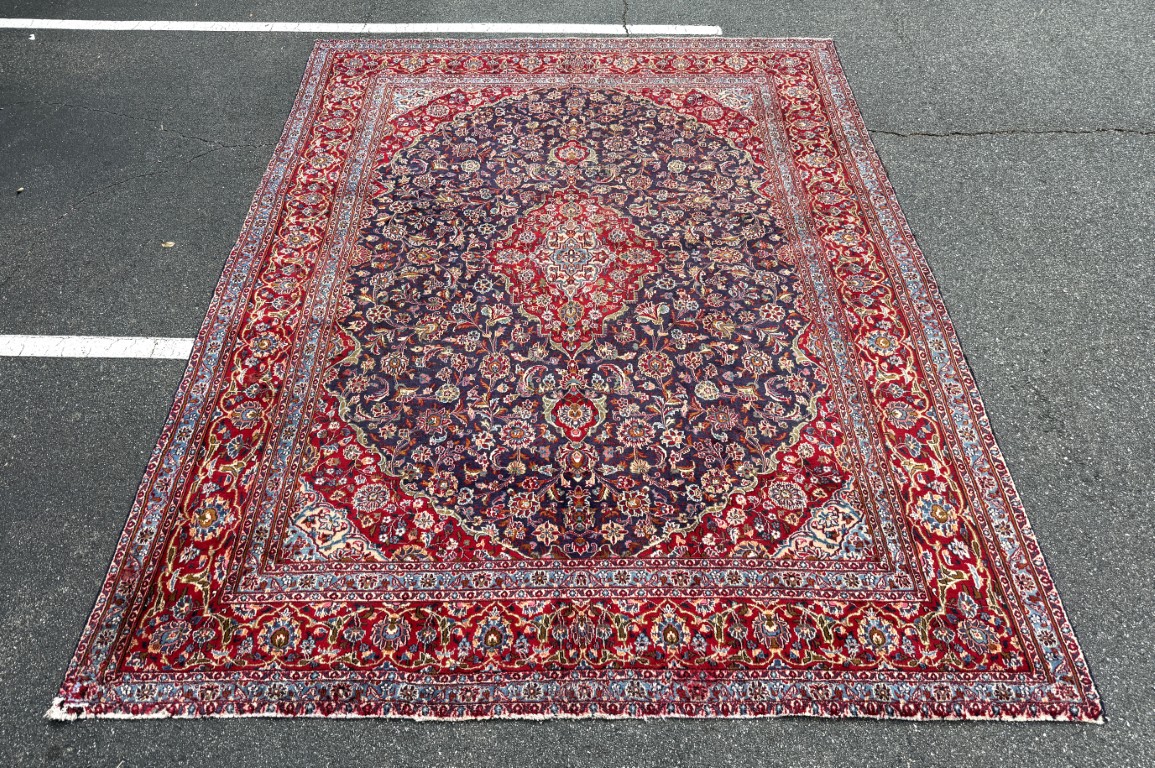 9x13 Persian Mashad-Style Hand-Knotted Area Rug 9x13 Persian Mashad-Style Hand-Knotted Area Rug