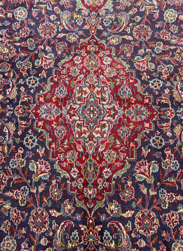 9x13 Persian Mashad-Style Hand-Knotted Area Rug 9x13 Persian Mashad-Style Hand-Knotted Area Rug