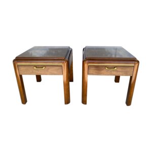 Pair of 1970s Thomasville Mystique Chinoiserie Burl-Top End Tables