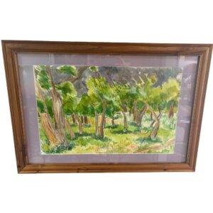 Large Original Signed Watercolor of Trees by Nathaniel Green Slater