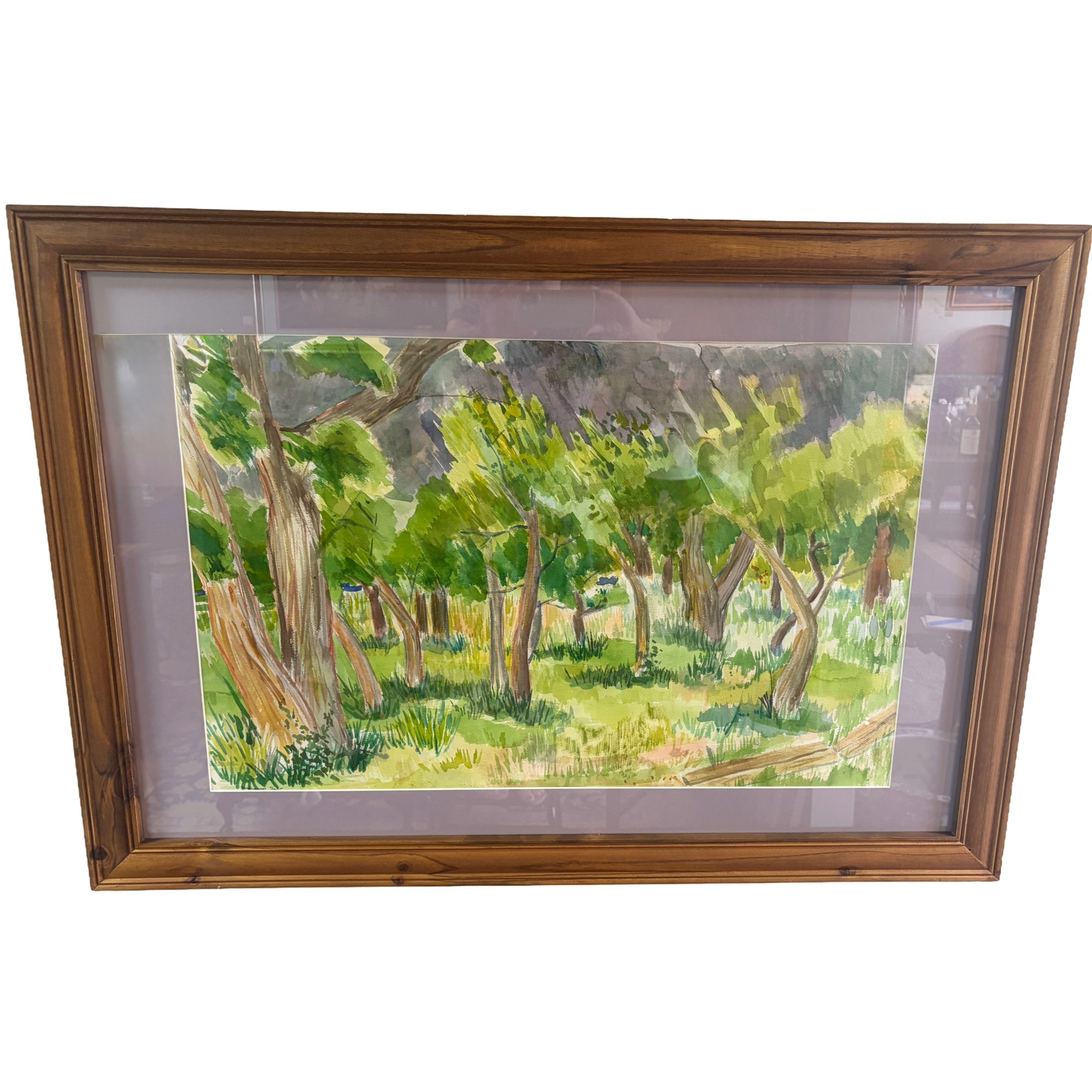 Large Original Signed Watercolor of Trees by Nathaniel Green Slater Large Original Signed Watercolor of Trees by Nathaniel Green Slater