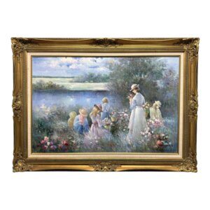 Original Signed Impressionist Oil on Canvas of Garden Scene