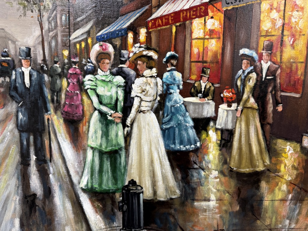 Original European Cafe Scene on Canvas Signed Diaz Original European Cafe Scene on Canvas Signed Diaz
