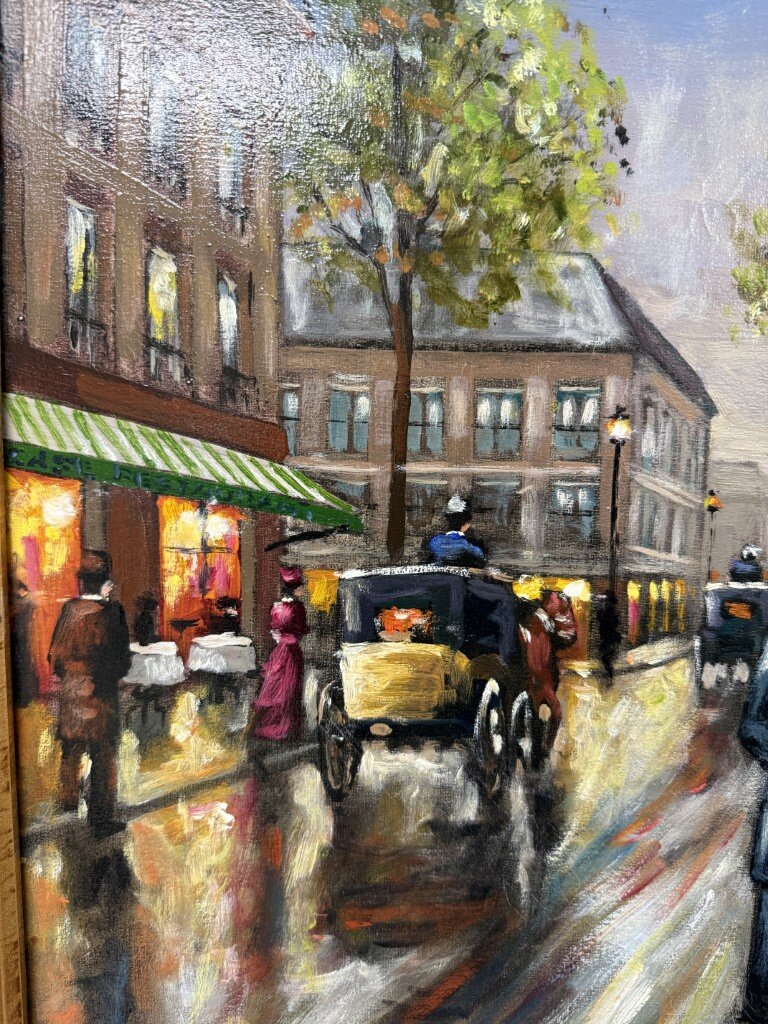 Original European Cafe Scene on Canvas Signed Diaz Original European Cafe Scene on Canvas Signed Diaz