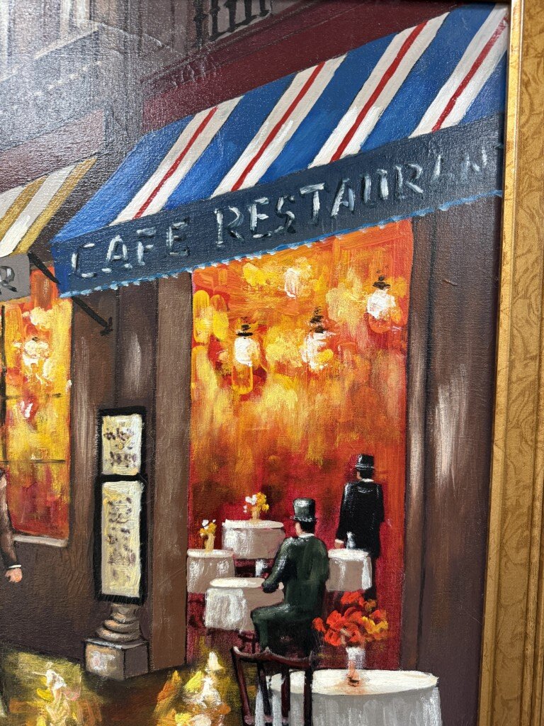 Original European Cafe Scene on Canvas Signed Diaz Original European Cafe Scene on Canvas Signed Diaz