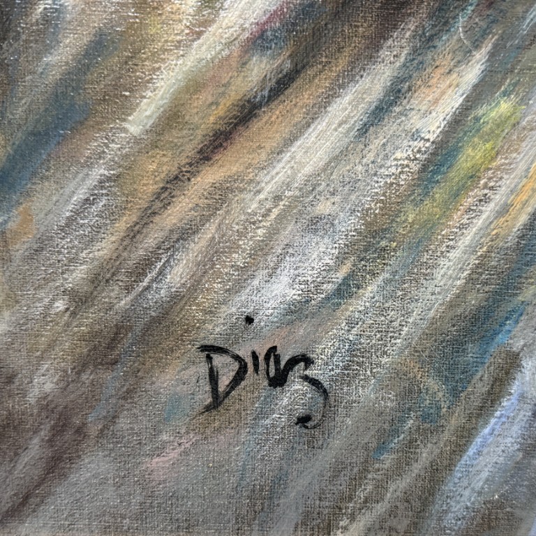 Original European Cafe Scene on Canvas Signed Diaz Original European Cafe Scene on Canvas Signed Diaz