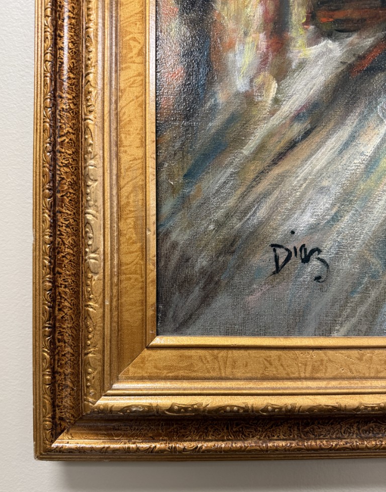 Original European Cafe Scene on Canvas Signed Diaz Original European Cafe Scene on Canvas Signed Diaz