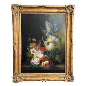 Original Oil on Canvas of Still Life with Flowers and Amphora Vase