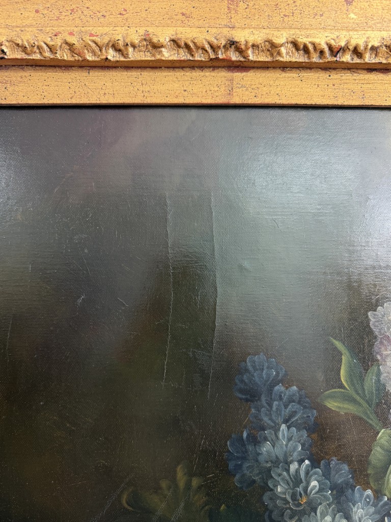 Original Oil on Canvas of Still Life with Flowers and Amphora Vase Original Oil on Canvas of Still Life with Flowers and Amphora Vase