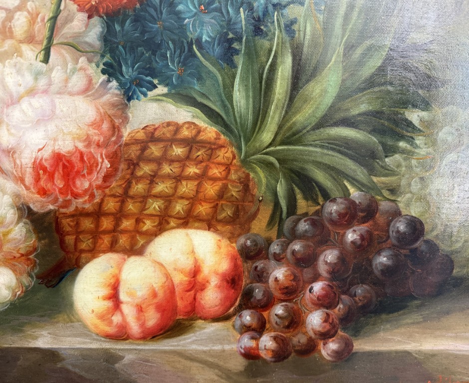 Original Oil on Canvas of Still Life with Flowers and Amphora Vase Original Oil on Canvas of Still Life with Flowers and Amphora Vase