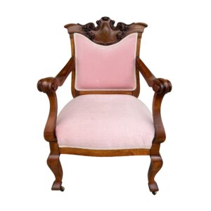 Victorian Pink Upholstered Chairs with Upholstered Back