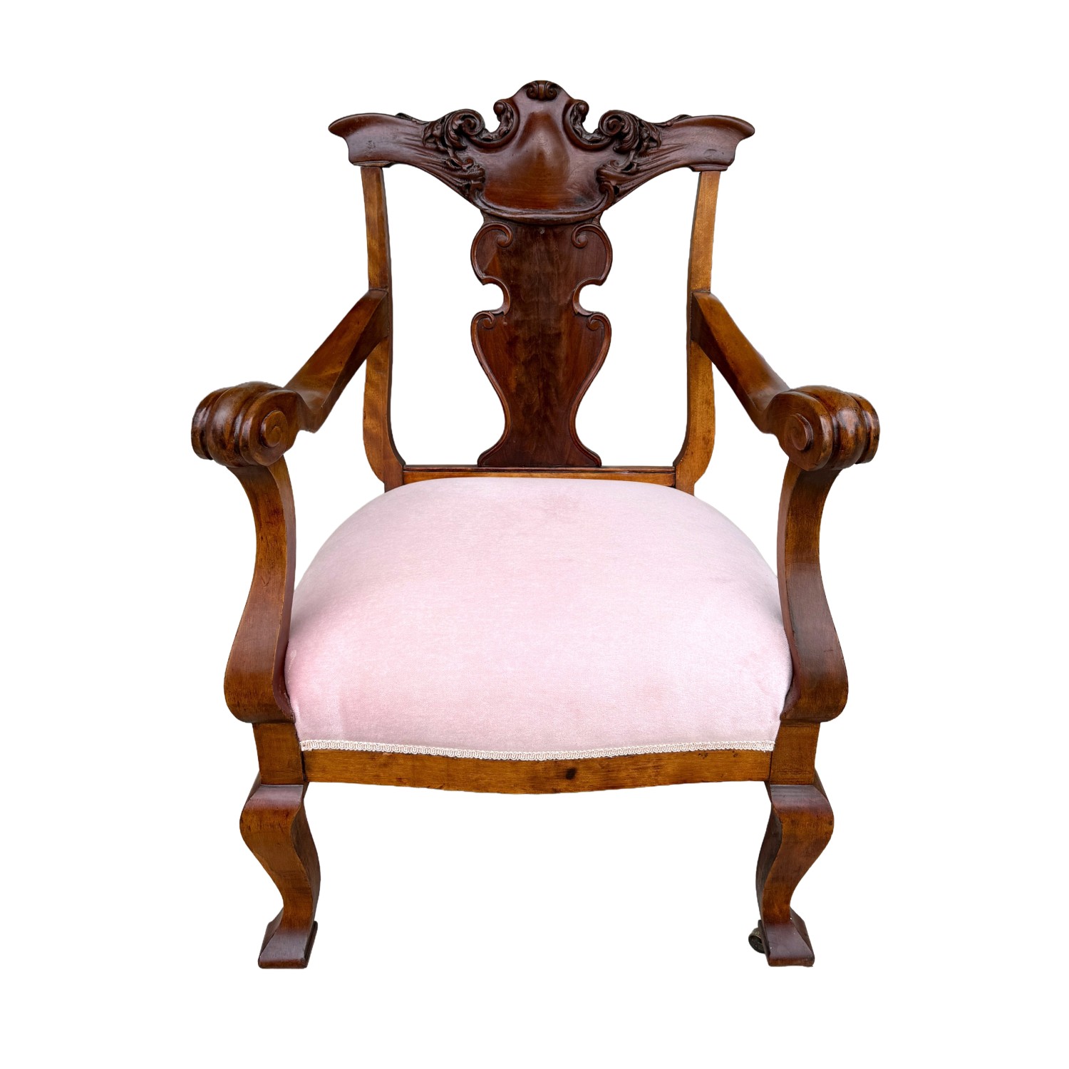 Victorian Pink Upholstered Chairs with Open Back Victorian Pink Upholstered Chairs with Open Back