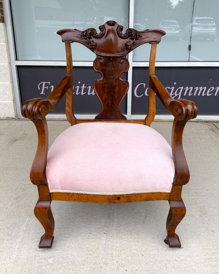 Victorian Pink Upholstered Chairs with Open Back Victorian Pink Upholstered Chairs with Open Back