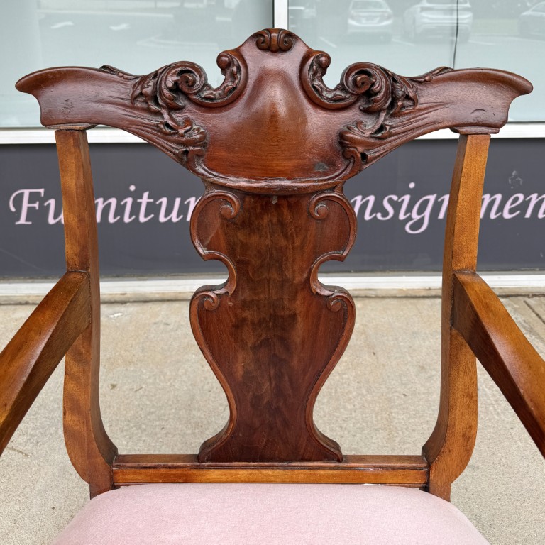 Victorian Pink Upholstered Chairs with Open Back Victorian Pink Upholstered Chairs with Open Back