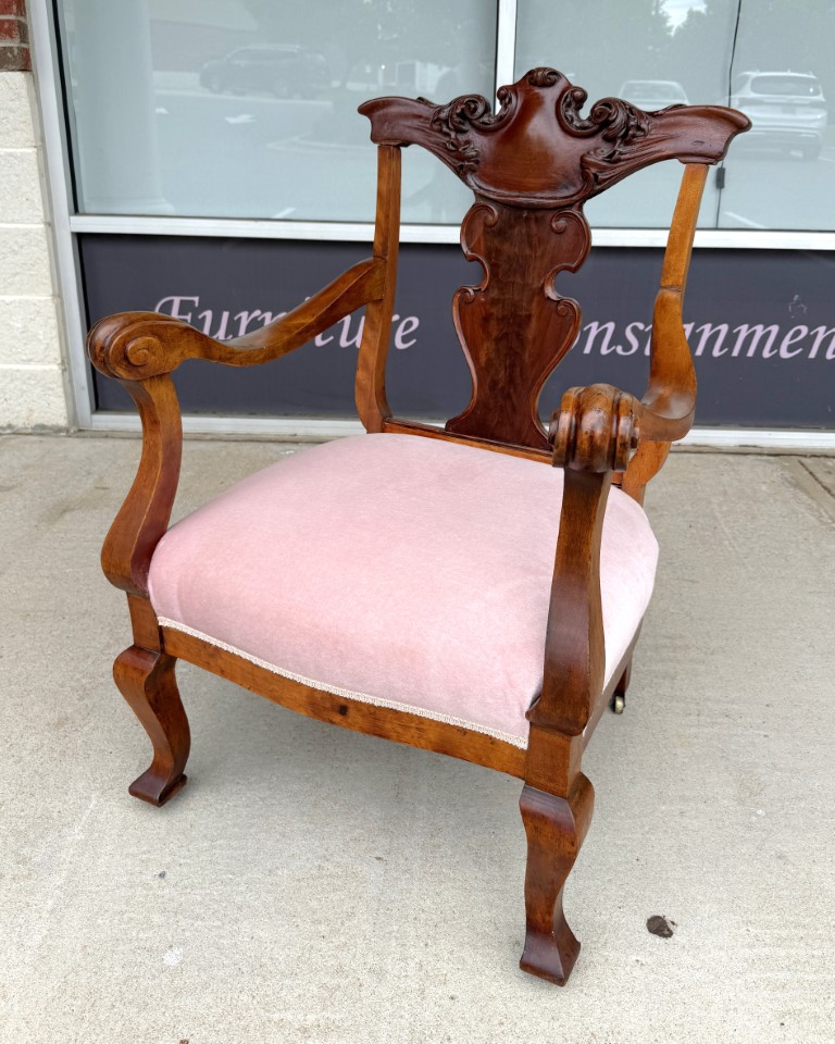 Victorian Pink Upholstered Chairs with Open Back Victorian Pink Upholstered Chairs with Open Back