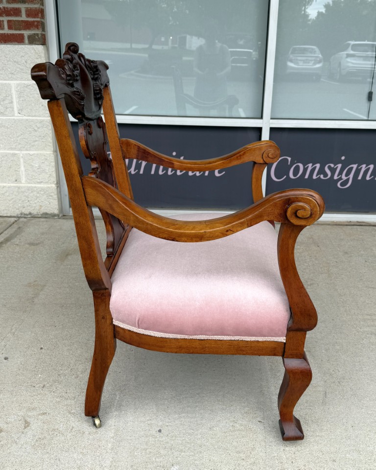 Victorian Pink Upholstered Chairs with Open Back Victorian Pink Upholstered Chairs with Open Back
