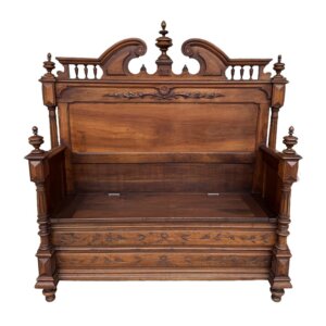 c1900 Carved European Foyer Bench with Storage
