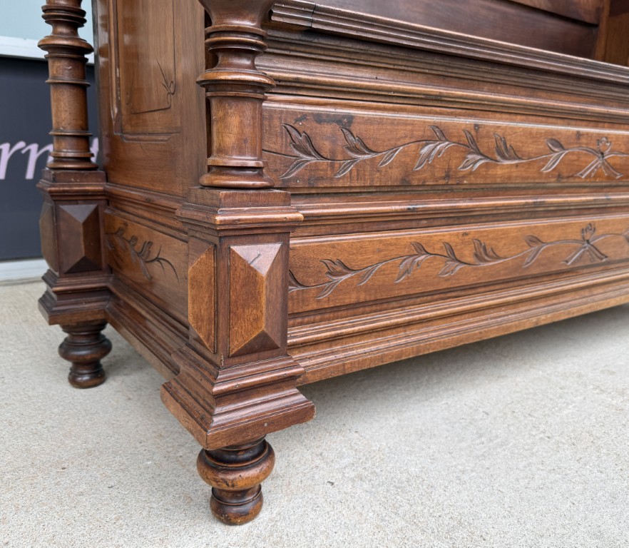 c1900 Carved European Foyer Bench with Storage c1900 Carved European Foyer Bench with Storage