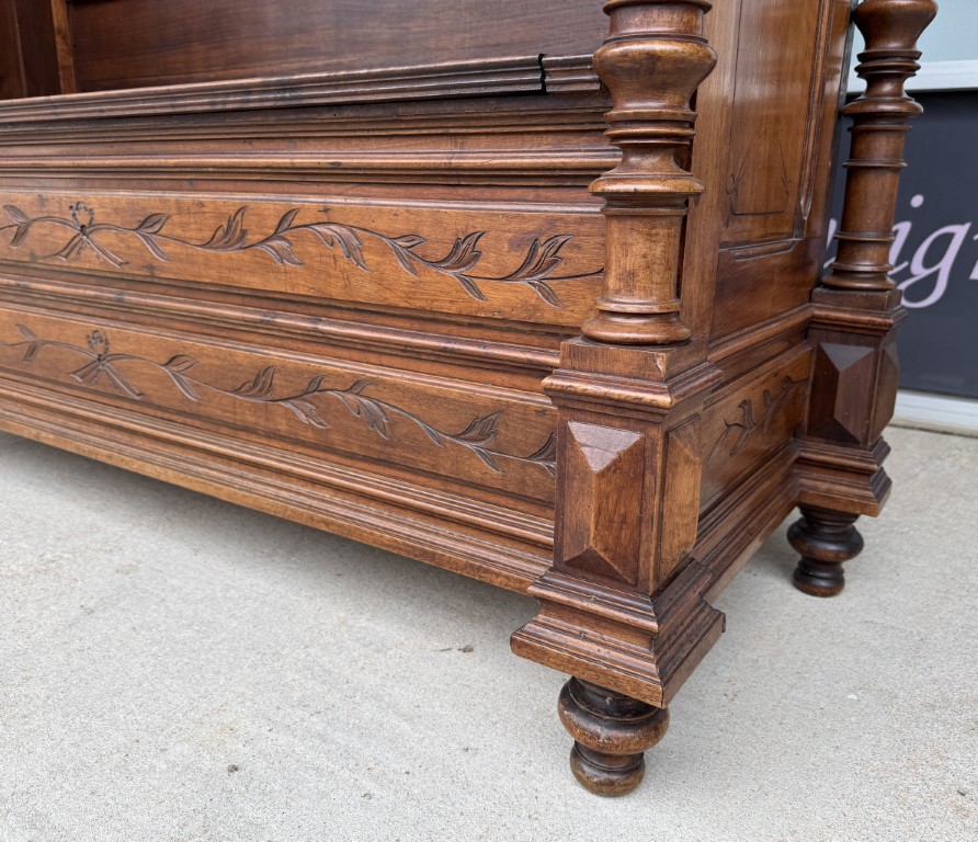 c1900 Carved European Foyer Bench with Storage c1900 Carved European Foyer Bench with Storage