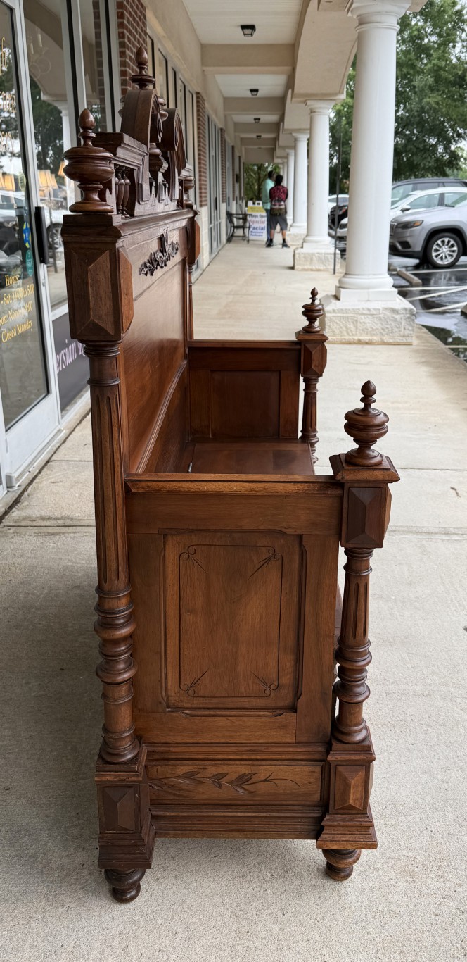 c1900 Carved European Foyer Bench with Storage c1900 Carved European Foyer Bench with Storage