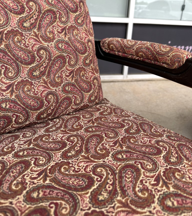 Pair of Fairfield Paisley Fauteuil Chairs with Ottoman Pair of Fairfield Paisley Fauteuil Chairs with Ottoman
