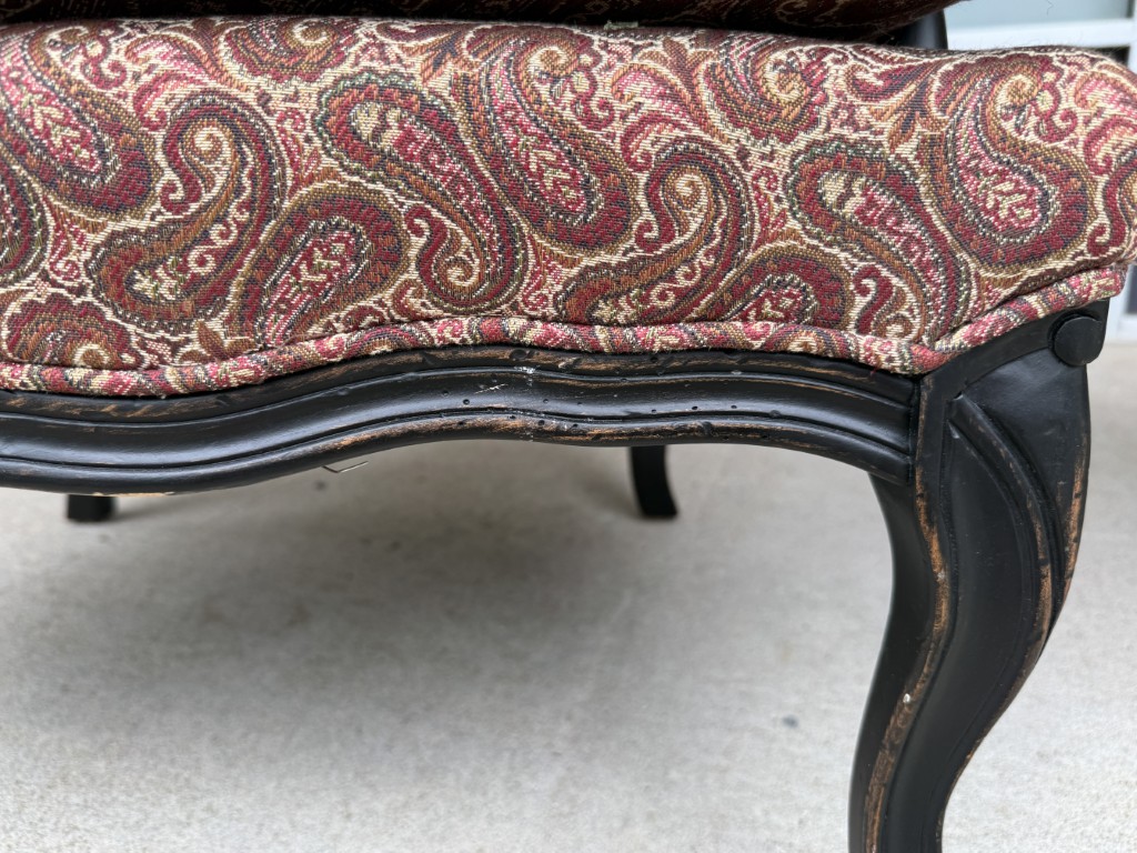 Pair of Fairfield Paisley Fauteuil Chairs with Ottoman Pair of Fairfield Paisley Fauteuil Chairs with Ottoman