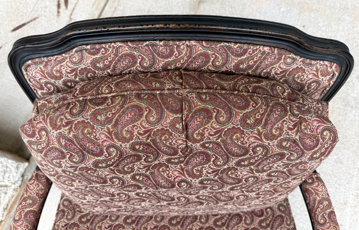 Pair of Fairfield Paisley Fauteuil Chairs with Ottoman Pair of Fairfield Paisley Fauteuil Chairs with Ottoman