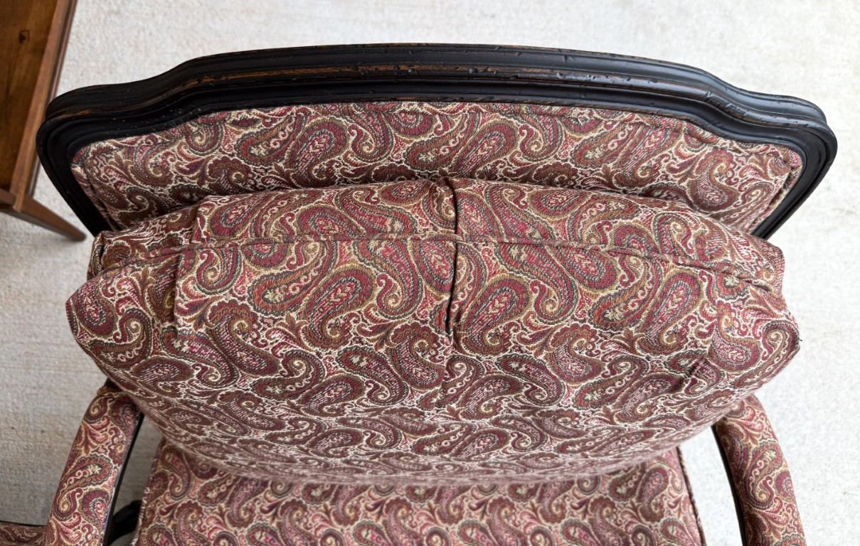 Pair of Fairfield Paisley Fauteuil Chairs with Ottoman Pair of Fairfield Paisley Fauteuil Chairs with Ottoman