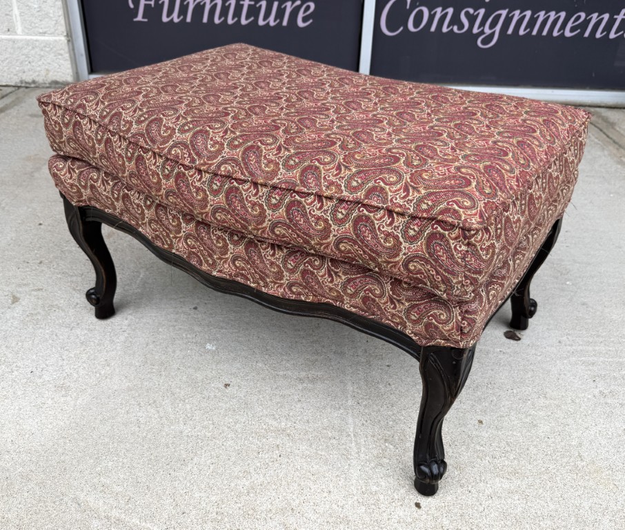 Pair of Fairfield Paisley Fauteuil Chairs with Ottoman Pair of Fairfield Paisley Fauteuil Chairs with Ottoman