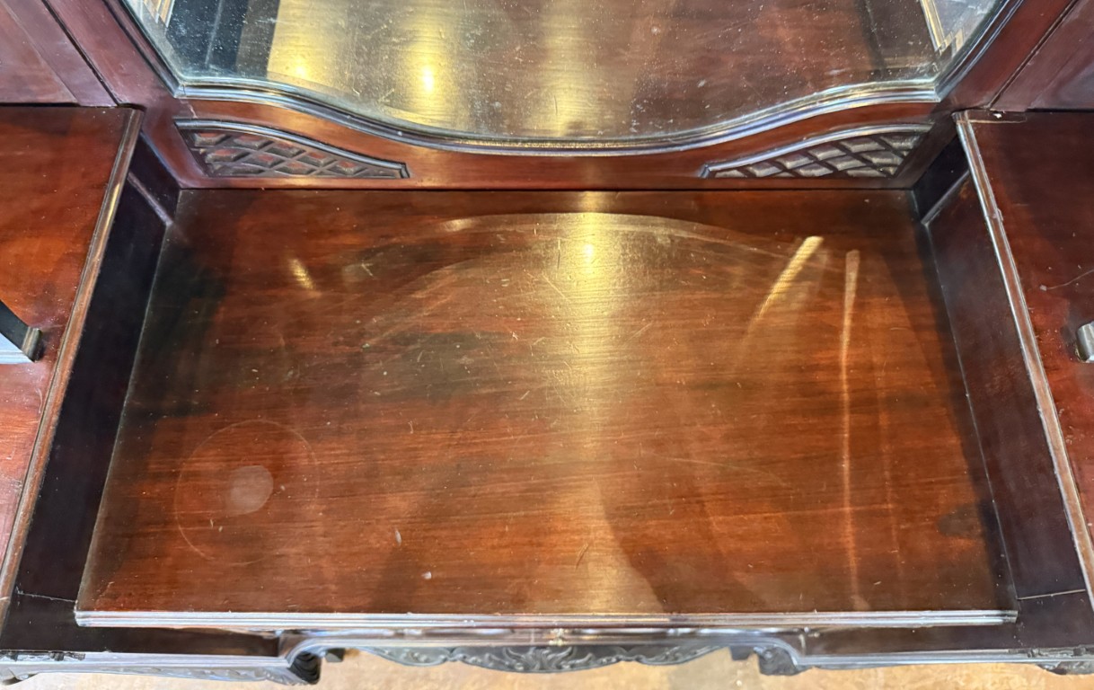 Circa 1890s Dark Wood Étagère with Beveled Glass and Mirrors Circa 1890s Dark Wood Étagère with Beveled Glass and Mirrors