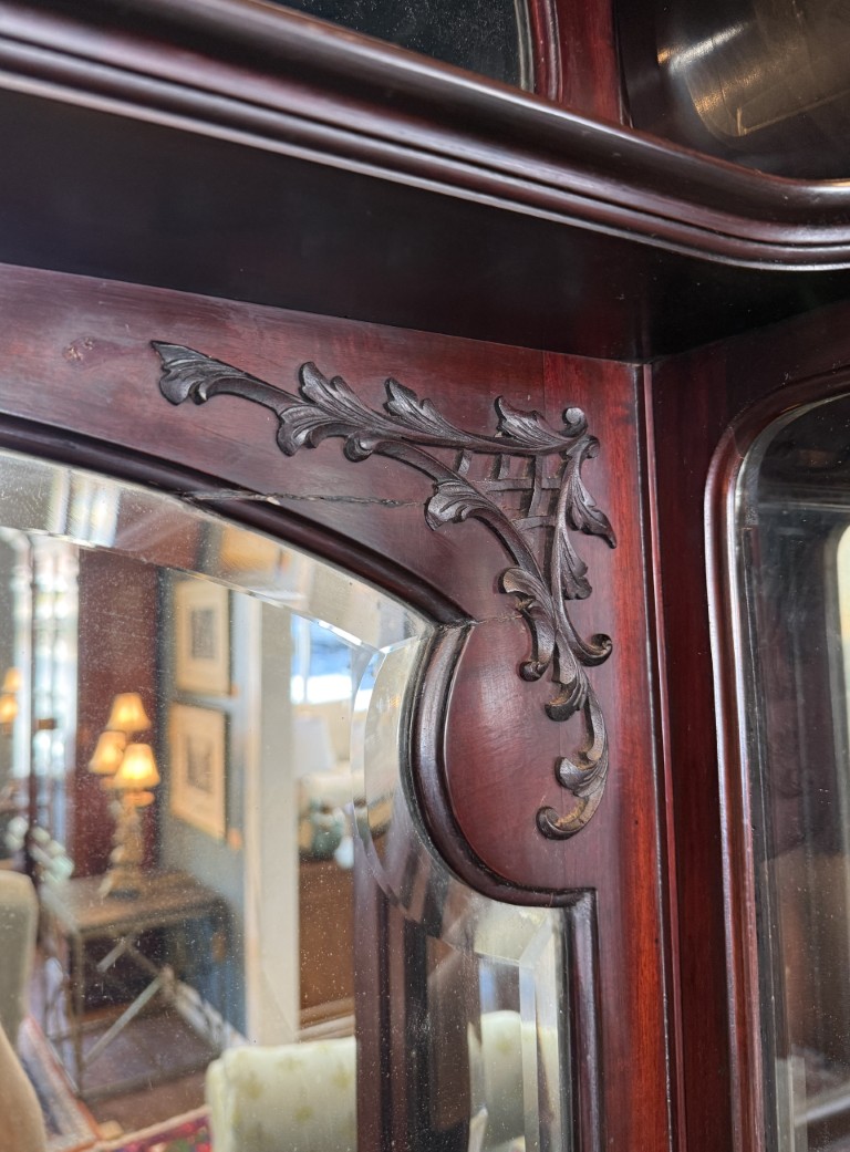 Circa 1890s Dark Wood Étagère with Beveled Glass and Mirrors Circa 1890s Dark Wood Étagère with Beveled Glass and Mirrors