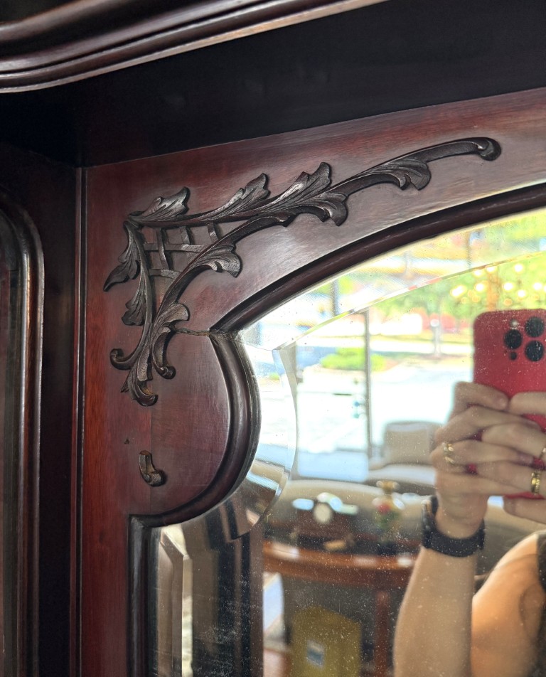 Circa 1890s Dark Wood Étagère with Beveled Glass and Mirrors Circa 1890s Dark Wood Étagère with Beveled Glass and Mirrors
